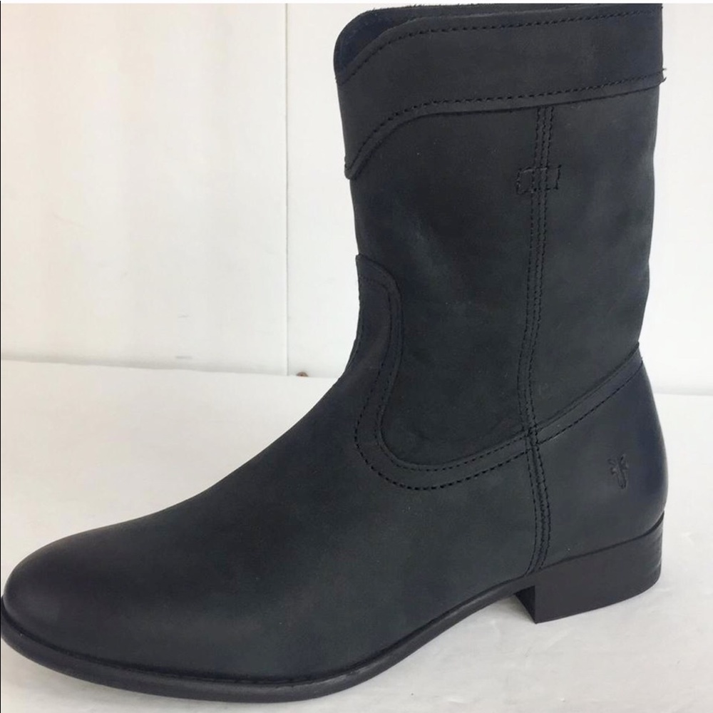 New FRYE Women's Cara Roper Black Leather  Boots